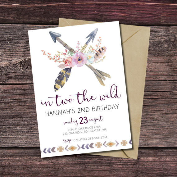 Picture Birthday Invitations
 In TWO the Wild Birthday Invitation Tribal Birthday
