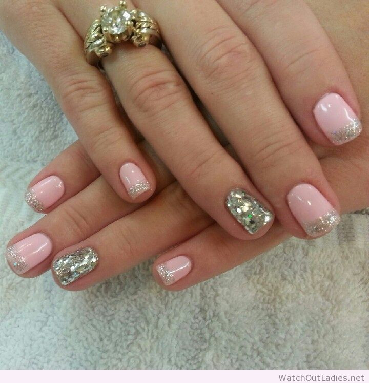 Pink And Silver Glitter Nails
 Botanic nails light pink silver glitter tips – Watch out