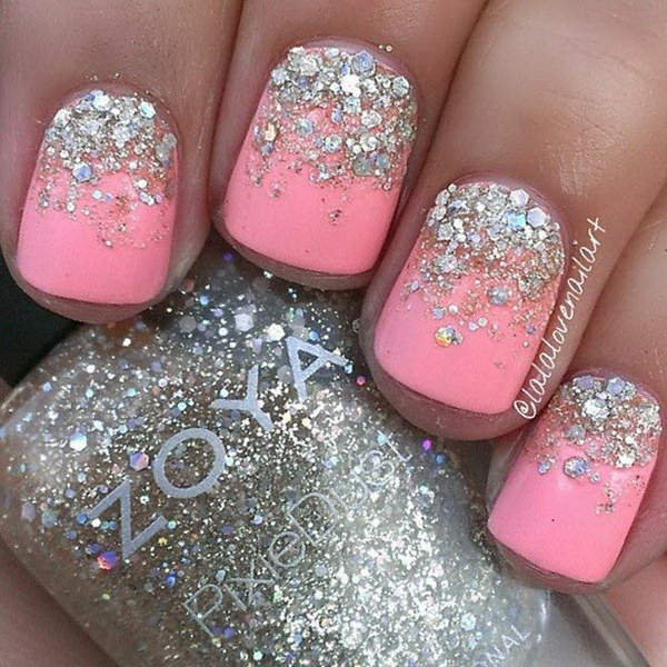 Pink And Silver Glitter Nails
 70 Stunning Glitter Nail Designs 2017