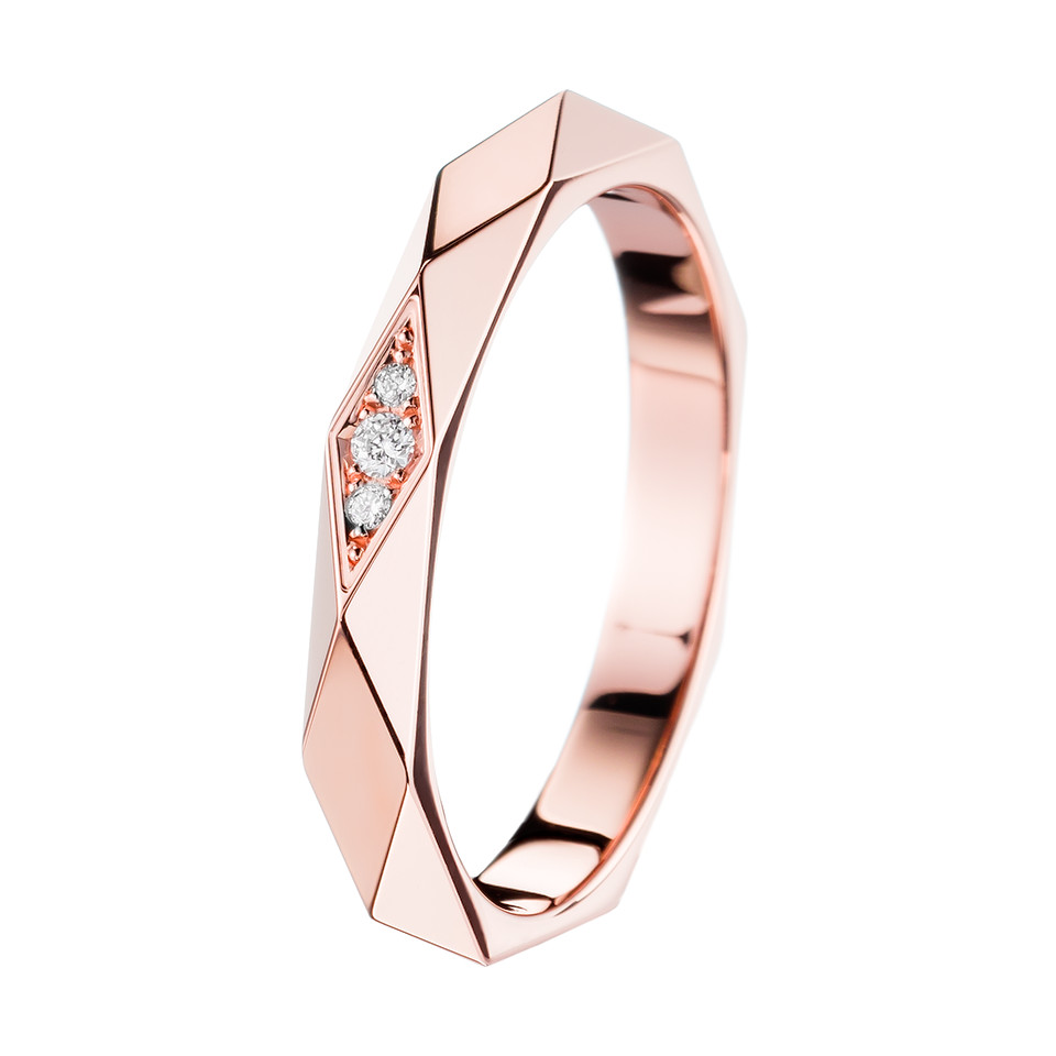 Pink Gold Wedding Band
 Facette Pink Gold and Diamond Wedding Band Boucheron