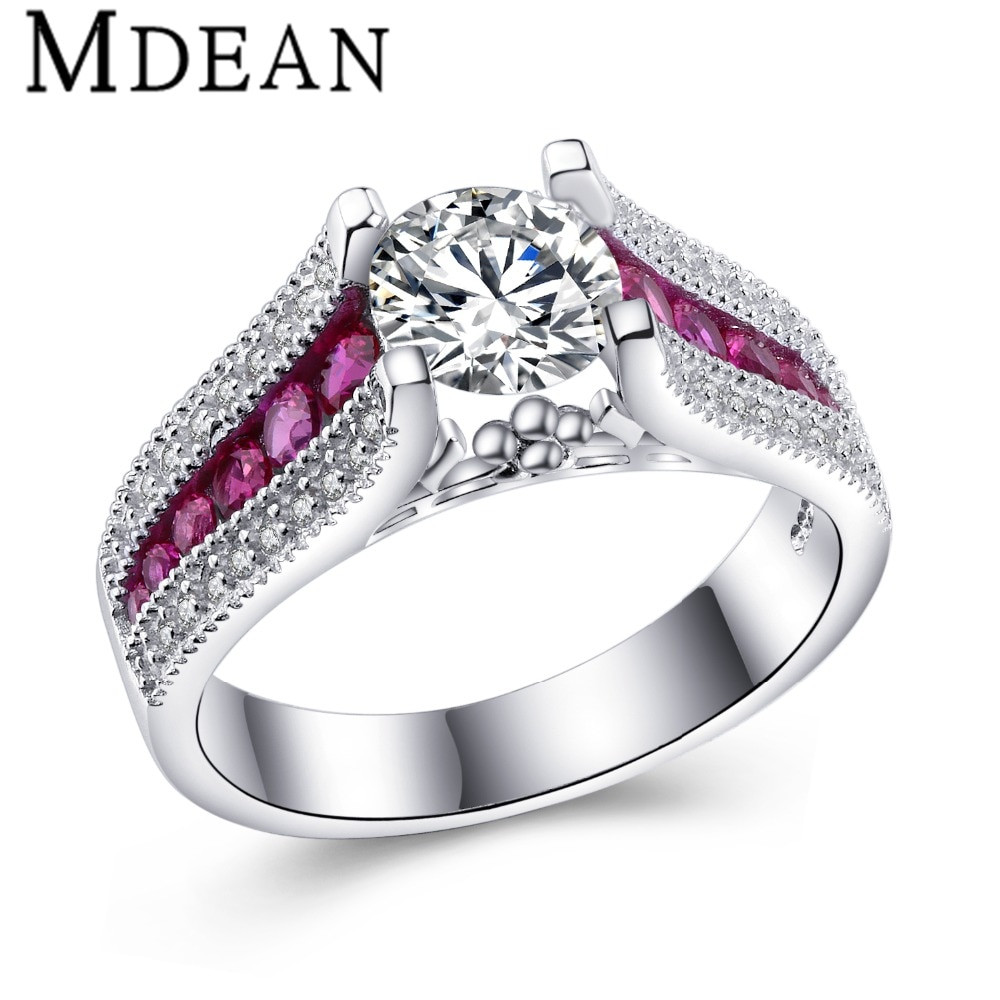 Pink Gold Wedding Band
 MDEAN Pink Stone White Gold Plated Wedding Rings For Women