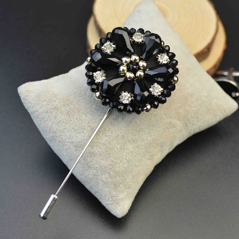 Pins Handmade
 Mdiger Men Exquisite Lapel Pins Beaded Flower Brooches