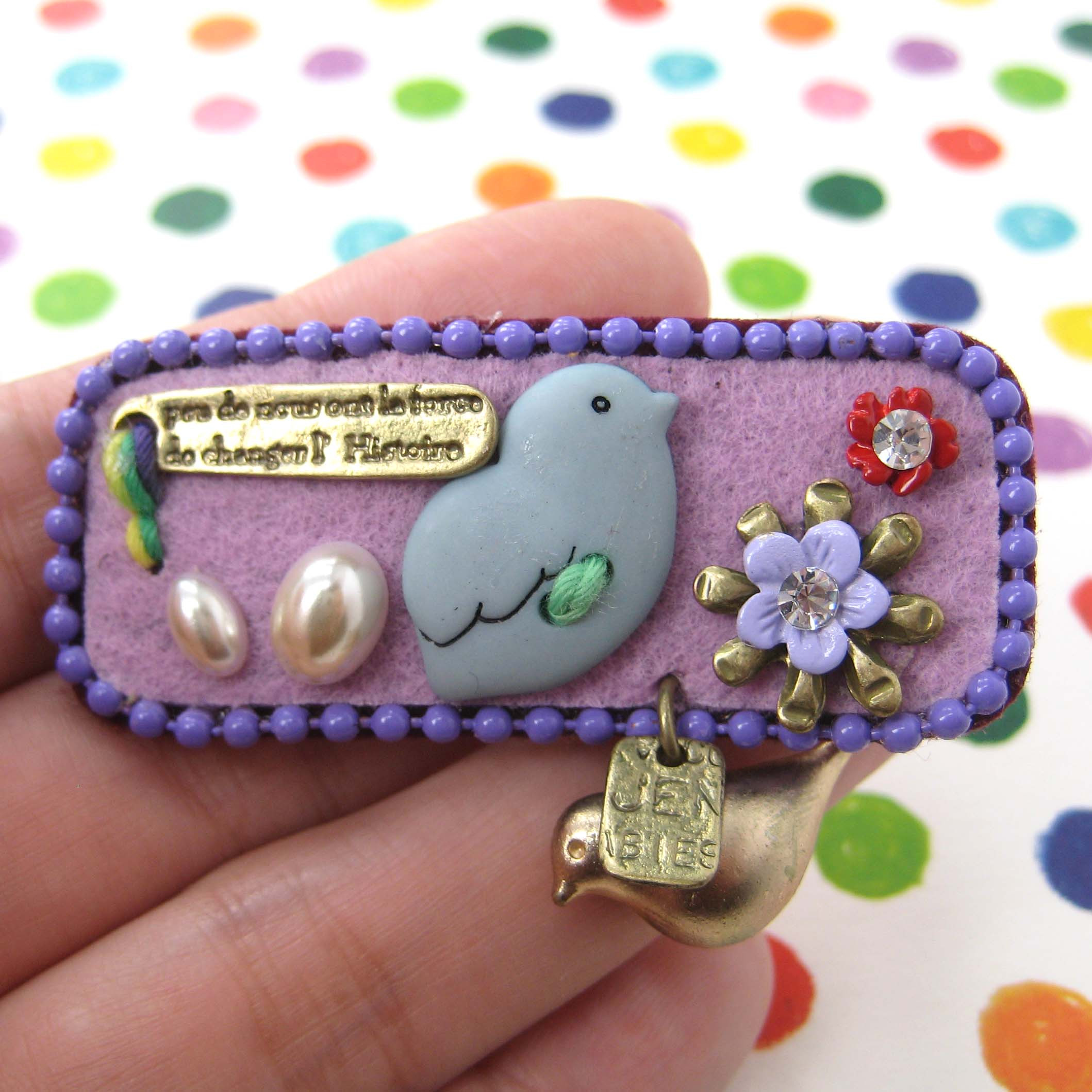 Pins Handmade
 Handmade Purple Felt Bird Sparrow Animal Floral Pin Brooch