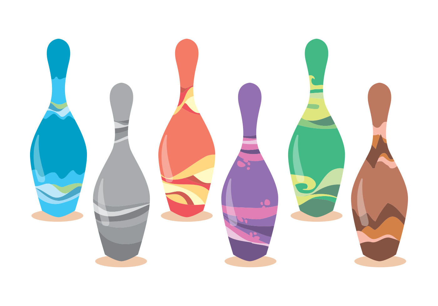 Pins Illustration
 Funky Bowling Pins Vector Set Download Free Vectors