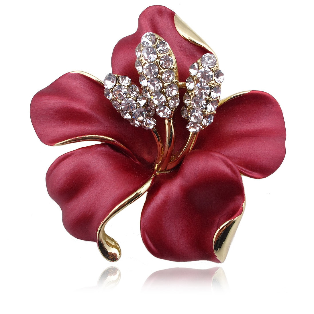 Pins Jewelry 2016 Hot Enamel Brooch Crystal Lily Flower Brooches
