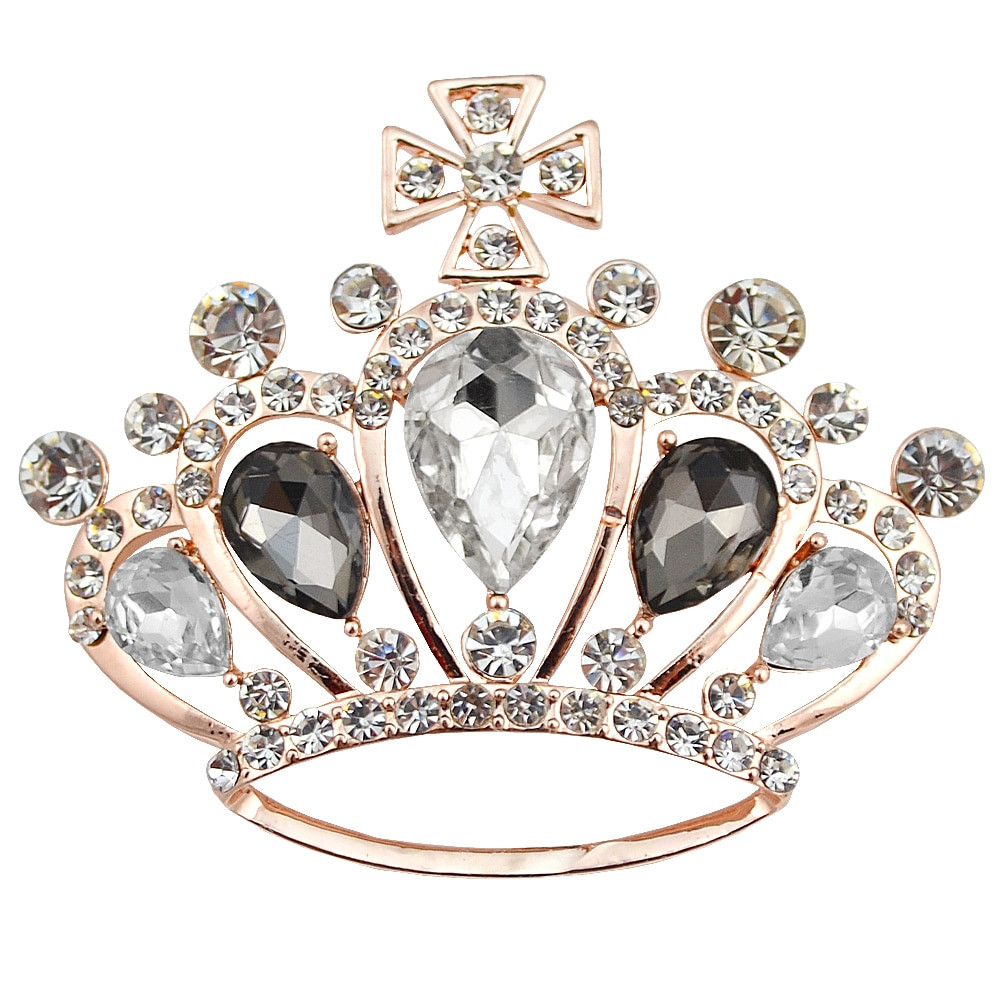Pins Jewelry B131 Crystal Crown Brooch For Women Gold And Silver Color