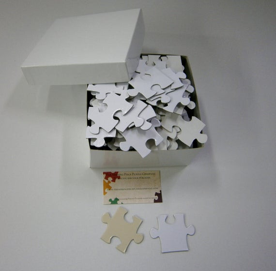 Plain White Puzzle For Wedding Guest Book
 White Puzzle Pieces for Wedding Guest by themissingpiecepuzzl