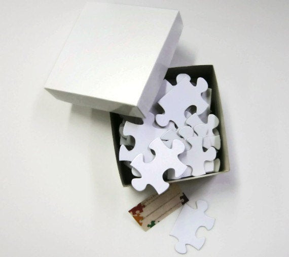 Plain White Puzzle For Wedding Guest Book
 Wedding Guest Book with White Puzzle Pieces for Wedding Guest