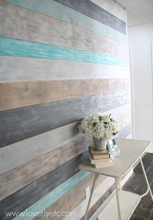 Plank Wall DIY
 DIY Painted Plank Wall Lovely Etc