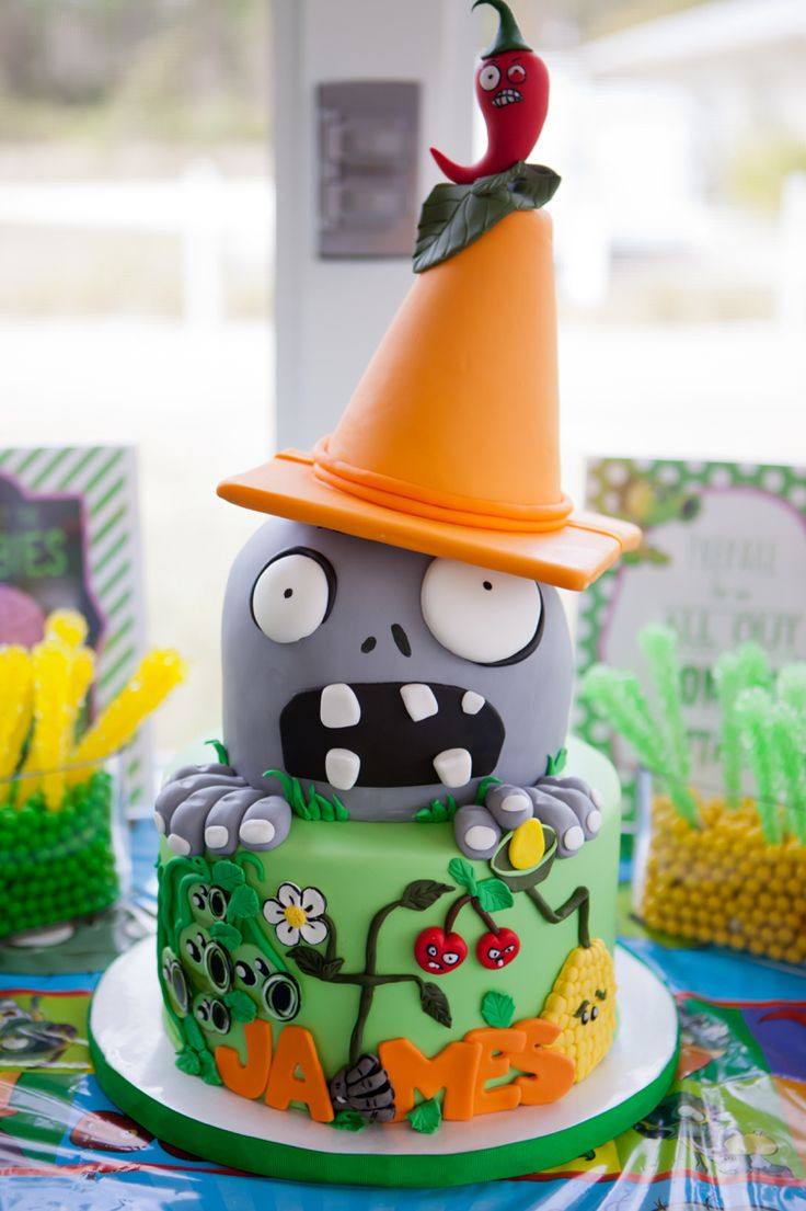 Plants Vs Zombies Birthday Cake
 507 best Video Game Cakes images on Pinterest