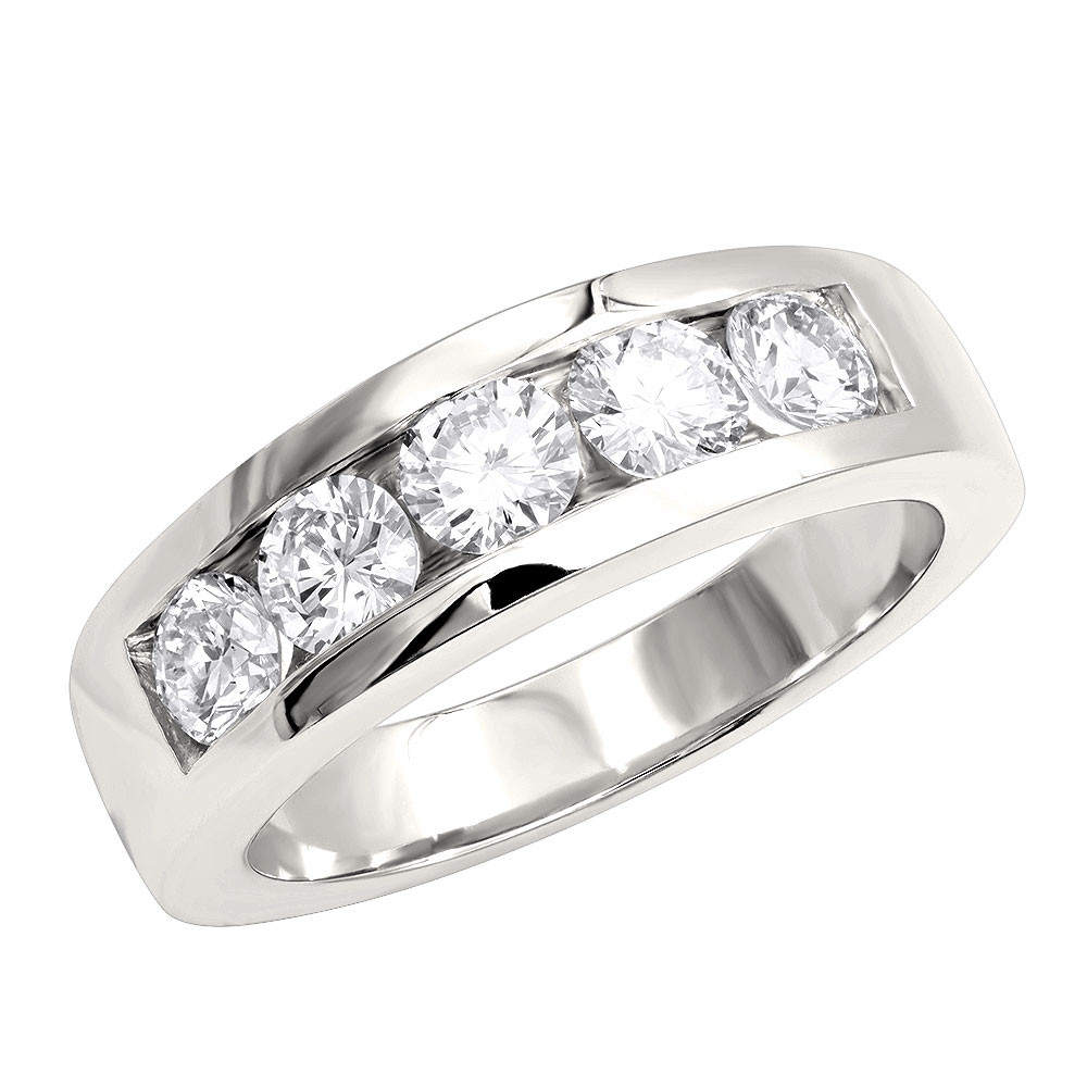 Platinum Diamond Wedding Rings
 Platinum Round Diamond Mens Wedding Ring 2ct 5 Stone