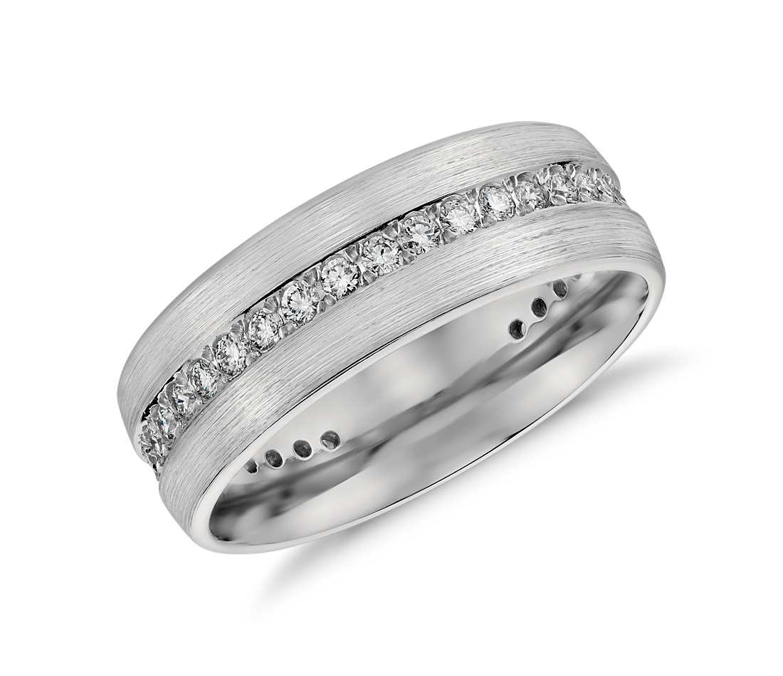 Platinum Diamond Wedding Rings
 Brushed Diamond Eternity Men s Wedding Ring in Platinum 1