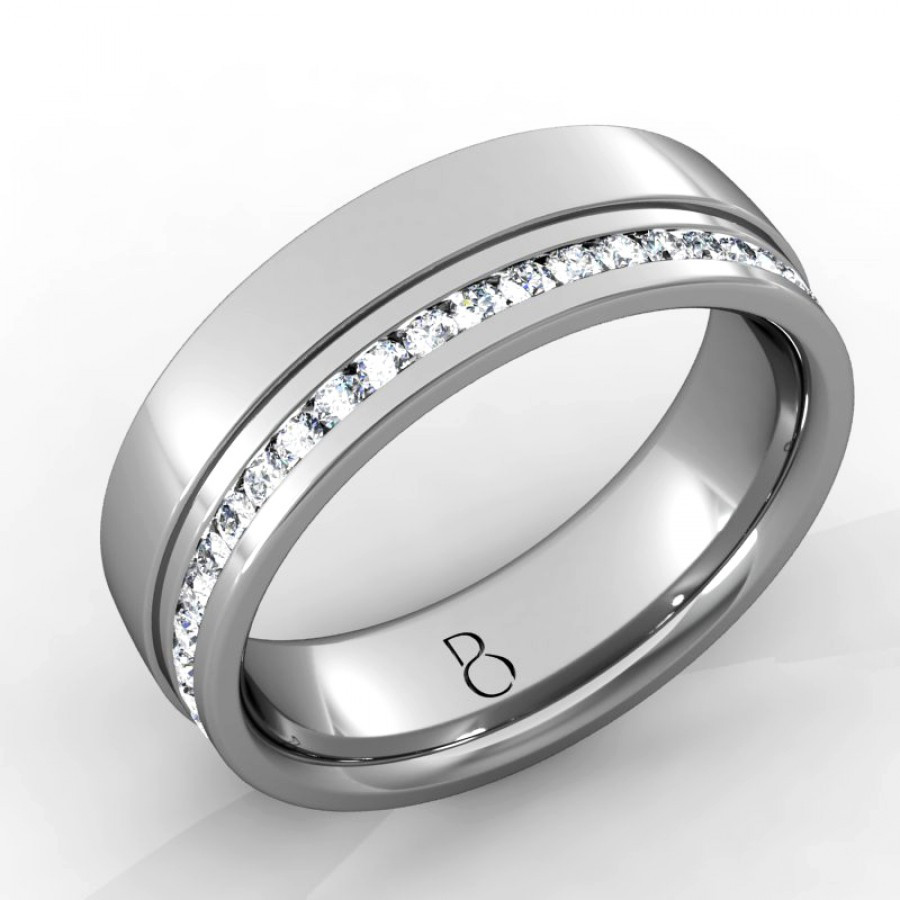 Platinum Diamond Wedding Rings
 Platinum 950 Mens Diamond Set Wedding Band 0 45ct