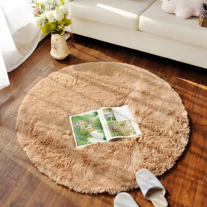 Plush Rugs For Living Room
 Fluffy Round Rug Carpets for Living Room Kilim Faux Fur