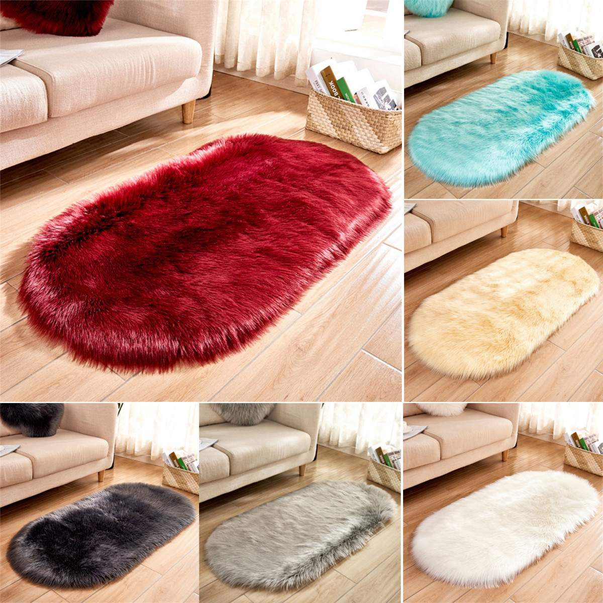 Plush Rugs For Living Room
 7 Colors Non slip Oval Plush Area Rug Living Room Carpet