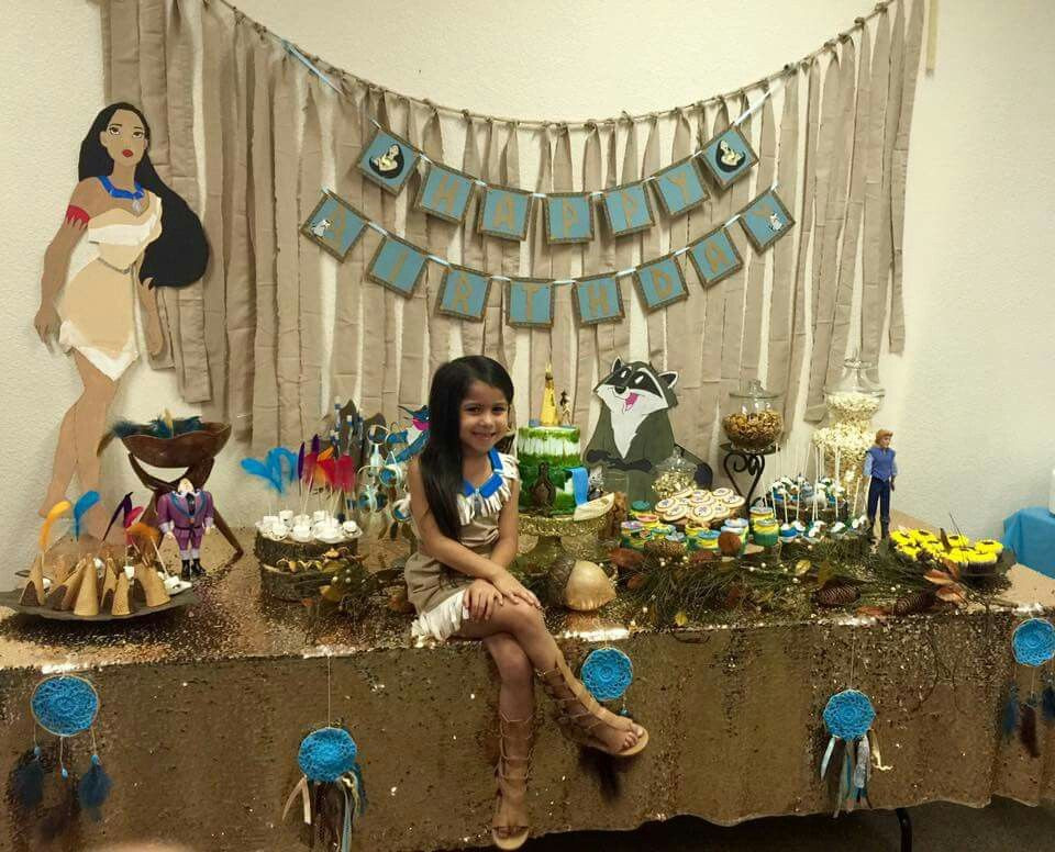 Pocahontas Birthday Party
 Sophia and her cake table my best friend Her mom made