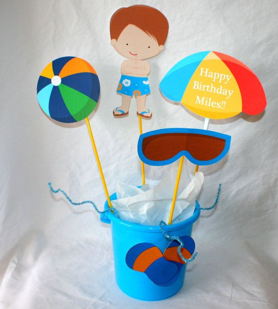 Pool Party Centerpiece Ideas
 POOL PARTY CENTERPIECE es in a Blue Sand by