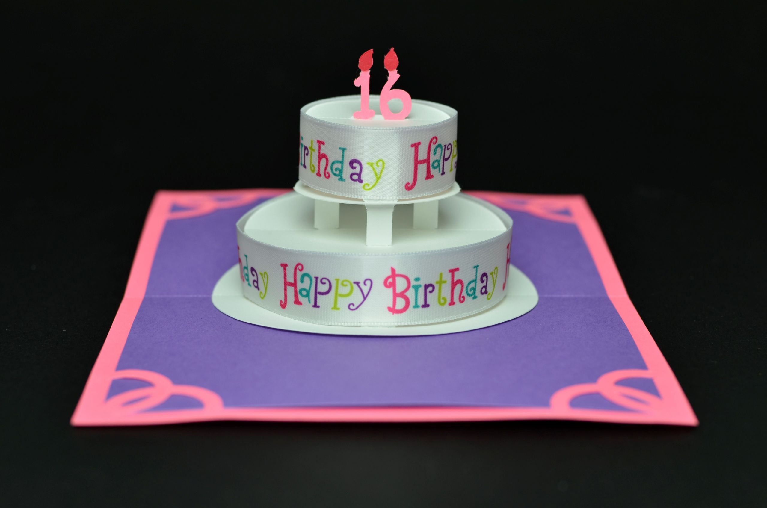 Pop Up Birthday Card
 Round Birthday Cake Pop Up Card With "Happy Birthday