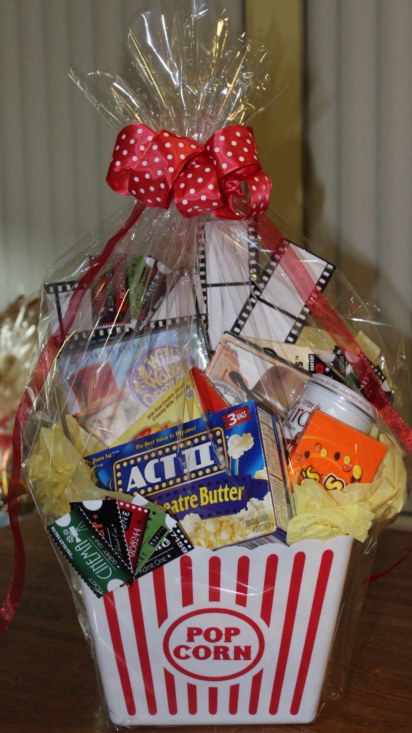 Popcorn Movie Gift Basket Ideas
 Home Movie night basket I must find a bucket like this