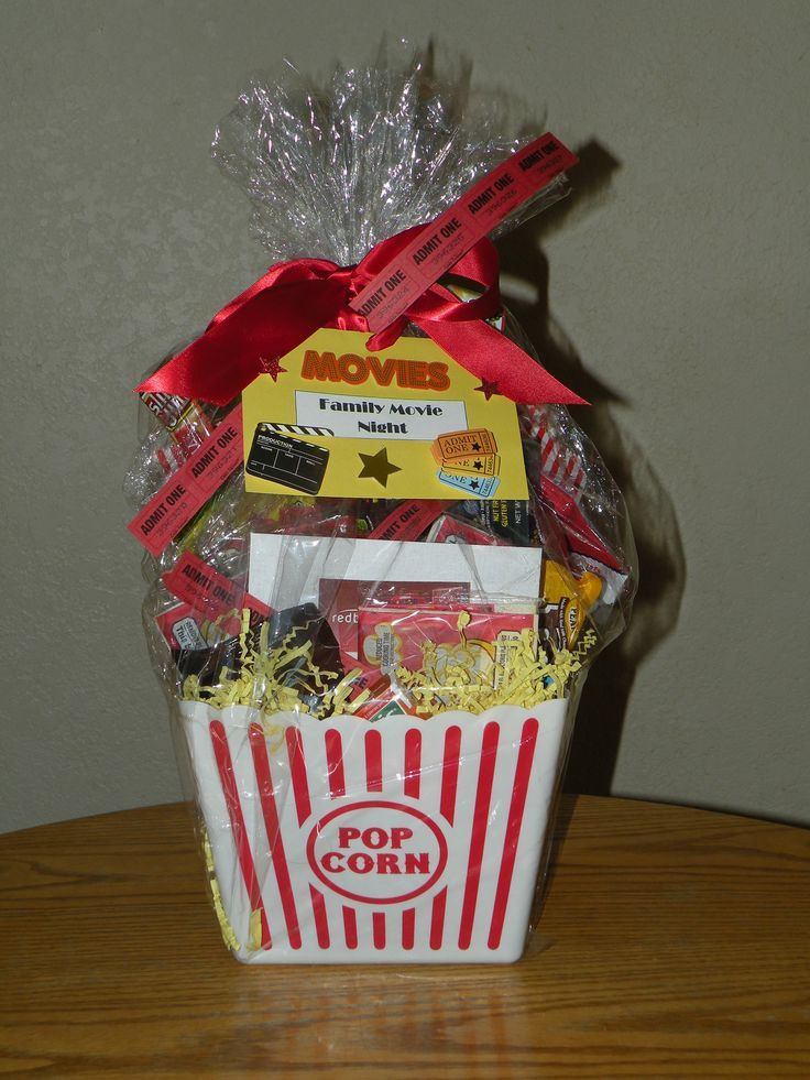 Popcorn Movie Gift Basket Ideas
 Family Movie Night Gift Basket for Silent Auction Popcorn