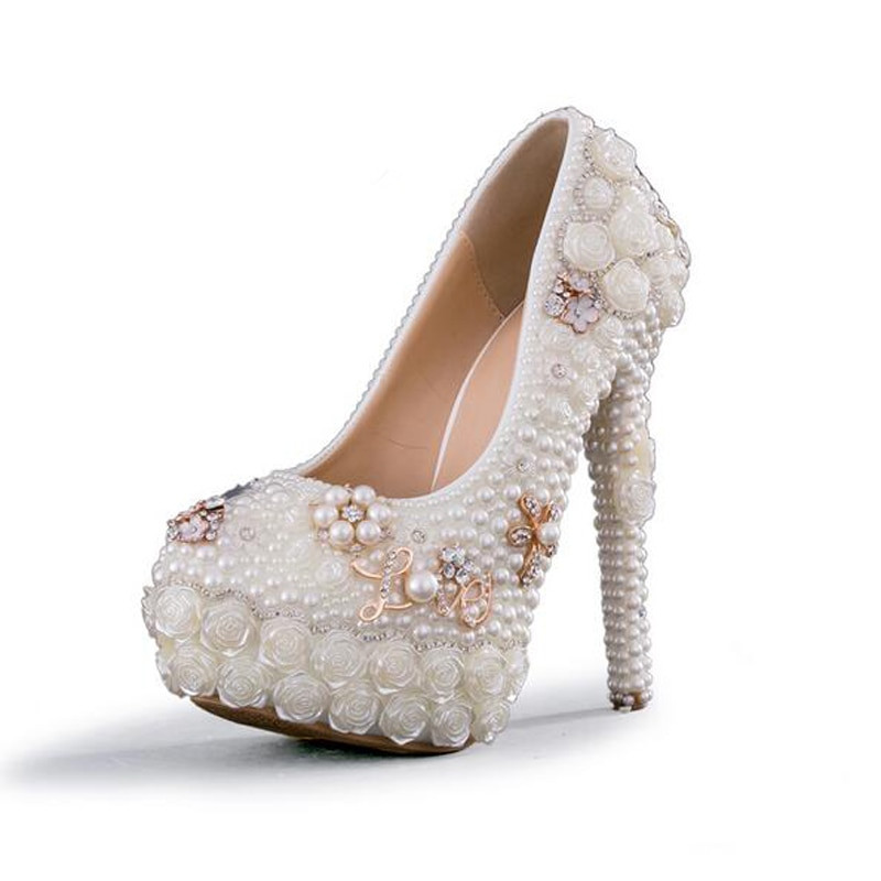 Popular Wedding Shoes
 2018 Handmade Gorgeous Vogue Popular White Bridal Shoes
