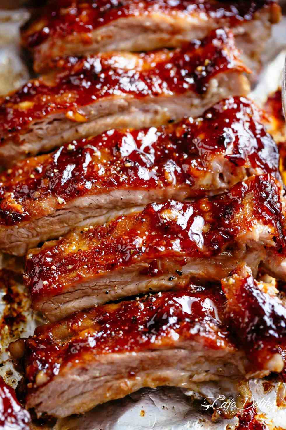 Pork Baby Back Ribs Oven
 Sticky Oven Barbecue Ribs Cafe Delites