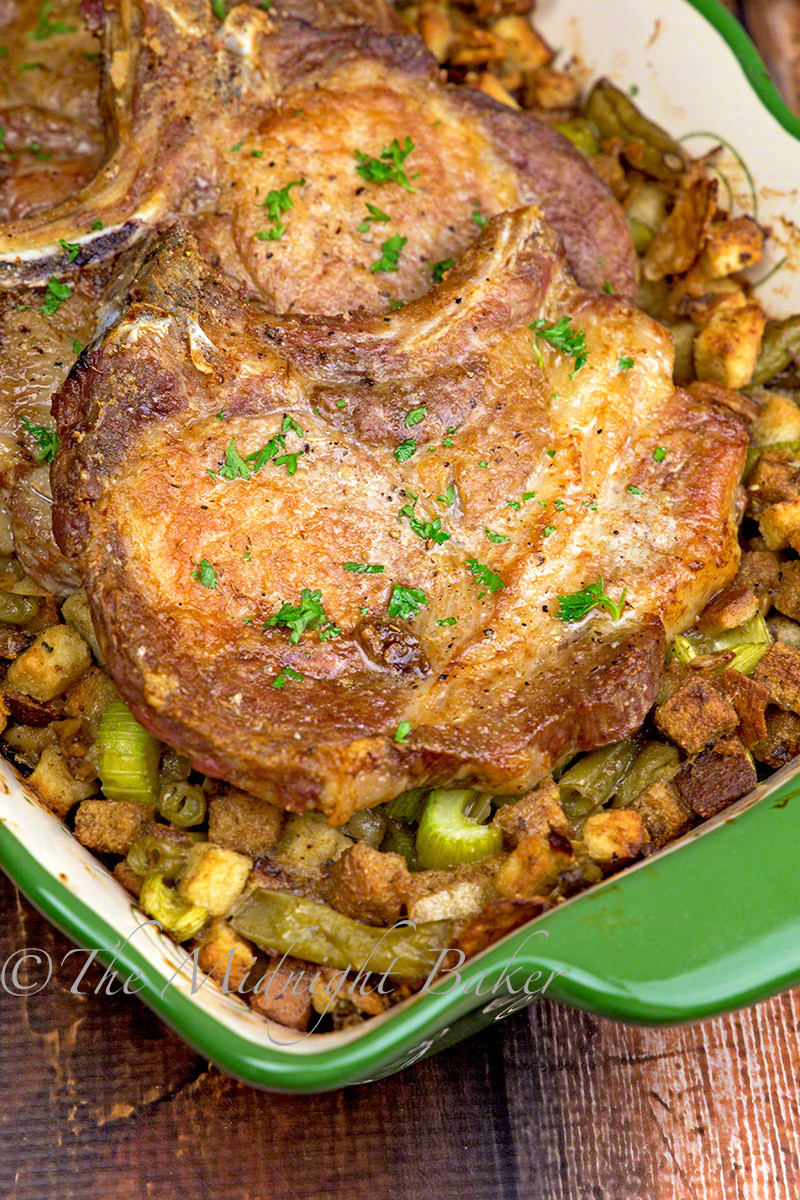 Pork Chops And Stuffing Baked
 Roasted Pork Chops with Savoury Stuffing The Midnight Baker