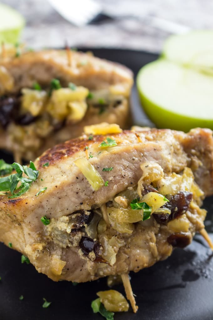 Pork Chops And Stuffing Baked
 Baked Apple Stuffed Pork Chops Gluten Free • Dishing Delish