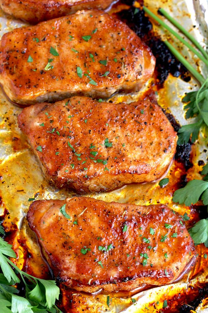 Pork Chops Healthy
 Butter and Thyme Pork Chops with Roasted Sweet Potatoes