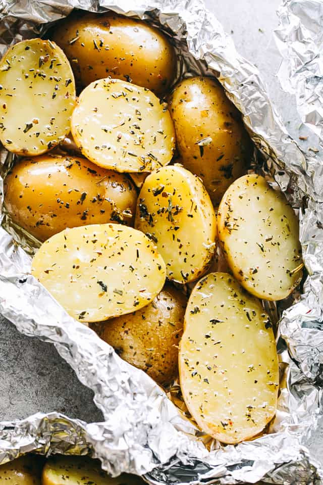 Potato On The Grill Recipe
 Garlic Herb Grilled Potatoes in Foil