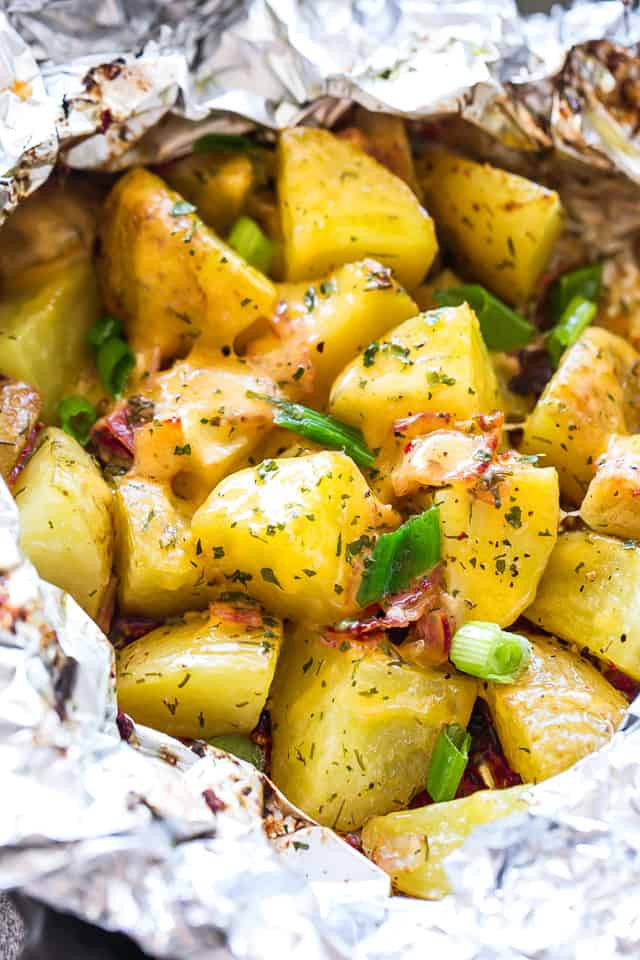 Potato On The Grill Recipe
 Cheesy Bacon Potato Foil Packets Recipe