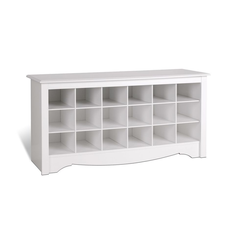 Prepac Shoe Storage Bench
 Prepac 48 inch Shoe Storage Cubby Bench in White