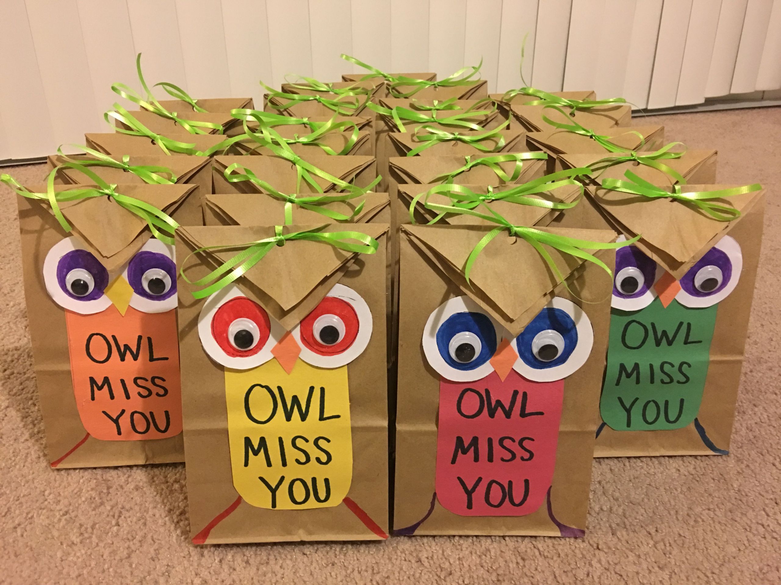 Preschool Graduation Gift Bag Ideas
 OWL MISS YOU t bags for students