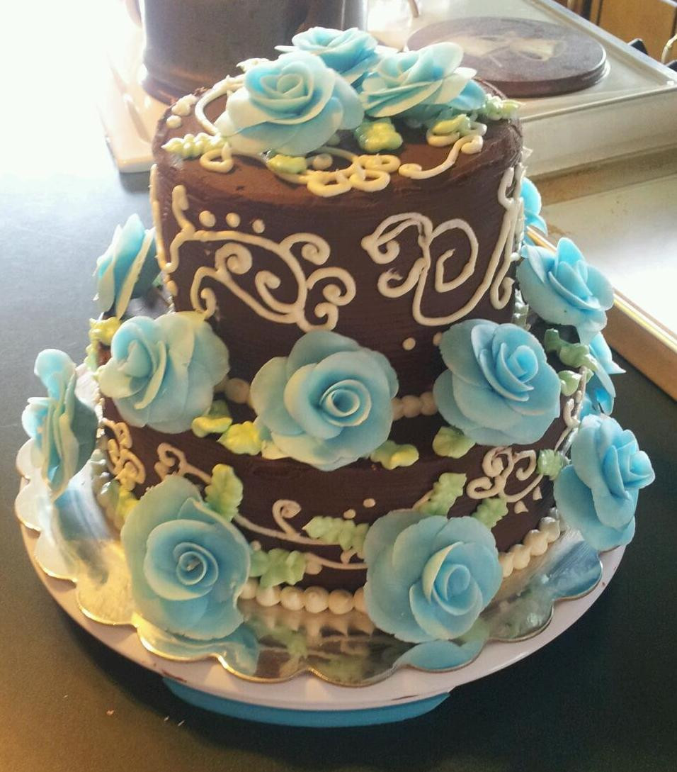 Pretty Birthday Cake
 Reza s Cakery Sheila s 50th Birthday Blue Rose Cake