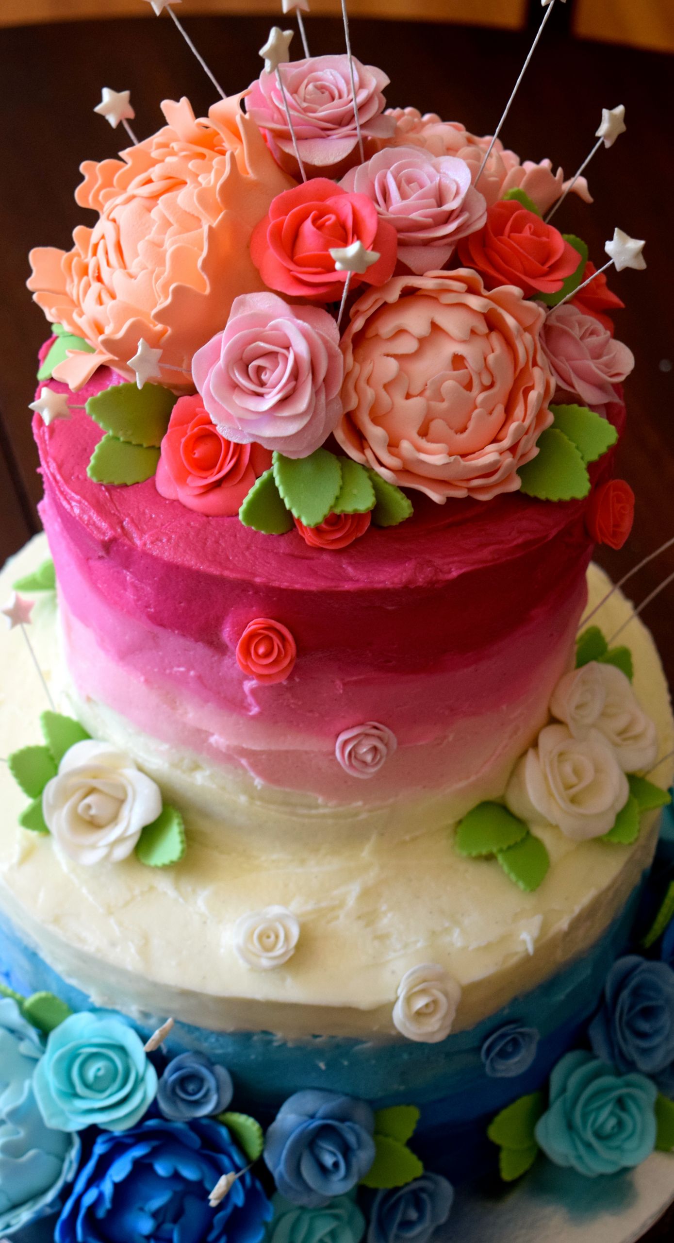 Pretty Birthday Cakes
 Pink and Blue Birthday Cake