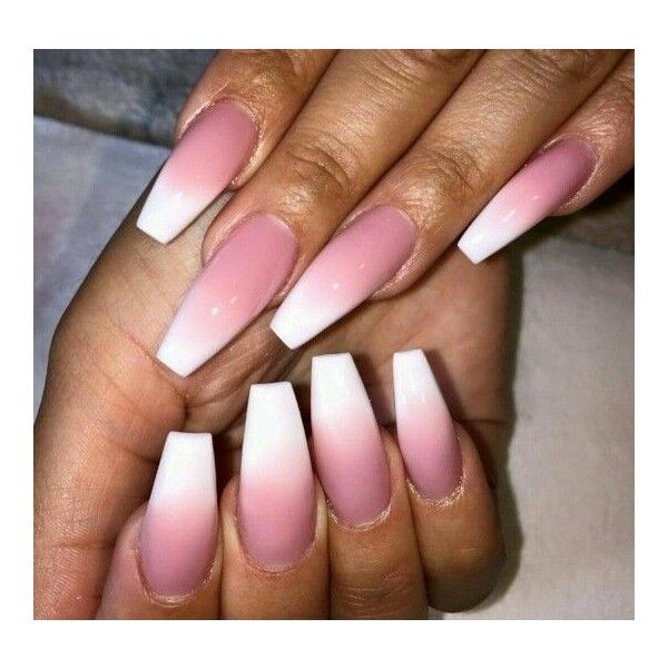 Pretty Long Acrylic Nails
 Pink and white ombre acrylic Beautiful liked on Polyvore