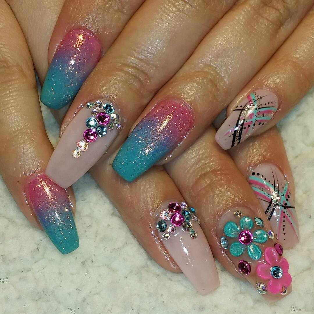 Pretty Long Acrylic Nails
 28 Pretty Bling Acrylic Nail Art Designs Ideas