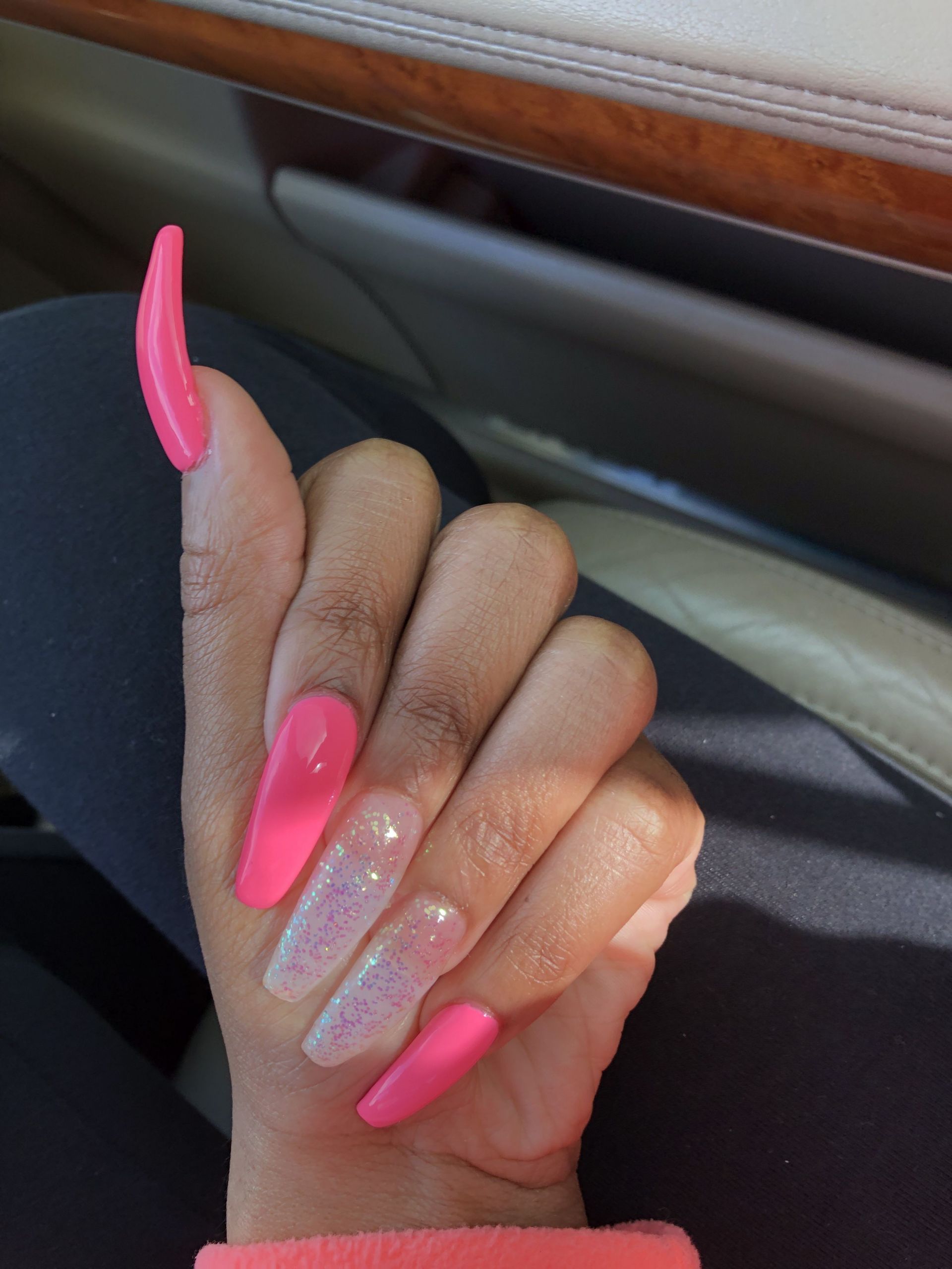 Pretty Long Acrylic Nails
 Super White Tip Nails Acrylic Short Pink And Long