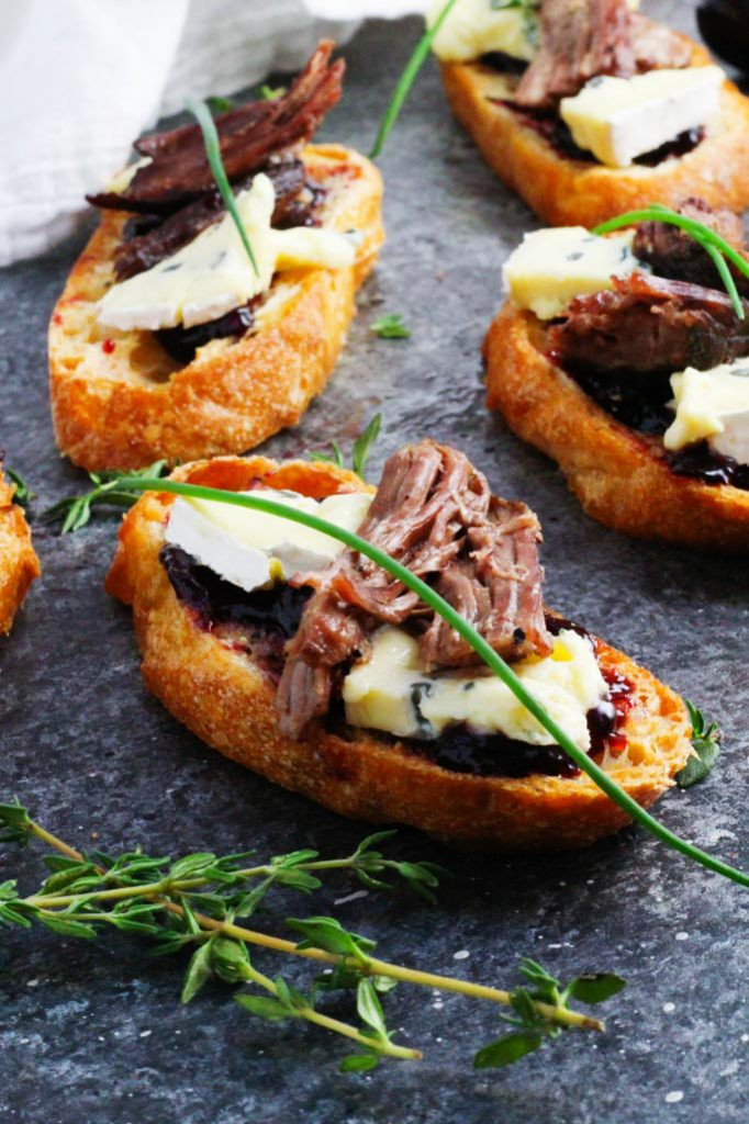 Prime Rib Appetizers
 Short Rib Crostini with Cambozola Cheese and Cherry Jam