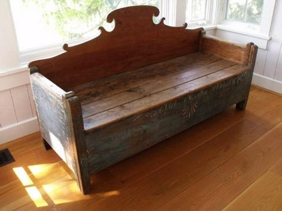 Primitive Bench With Storage
 Reserved Primitive Storage Bench Antique by DreFindsVintage