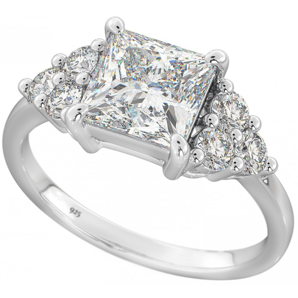 Princess Cut Cubic Zirconia Engagement Rings
 925 Sterling Silver Princess Cut Cubic Zirconia Ring