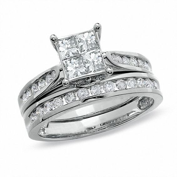 Princess Cut Diamond Bridal Sets
 1 1 4 CT T W Quad Princess Cut Diamond Bridal Set in 14K