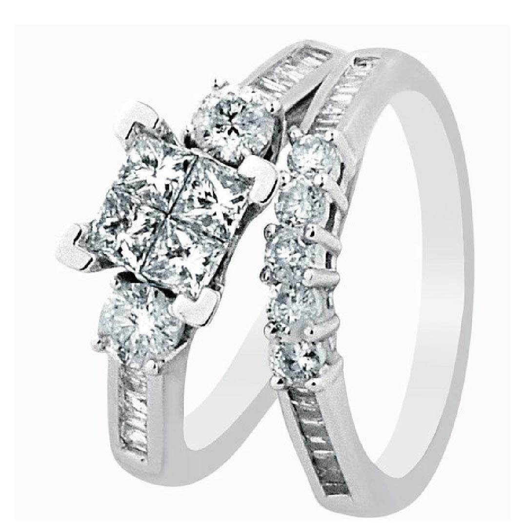 Princess Cut Diamond Bridal Sets
 Diamond Bridal set Wedding rings 1ctw Princess cut top