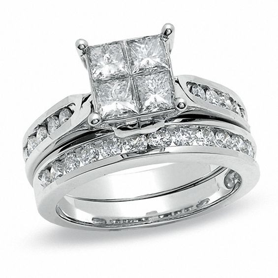 Princess Cut Diamond Bridal Sets
 2 CT T W Quad Princess Cut Diamond Bridal Set in 14K