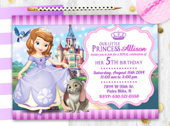 Princess Sofia Birthday Invitations
 Princess Sofia invitation Birthday card