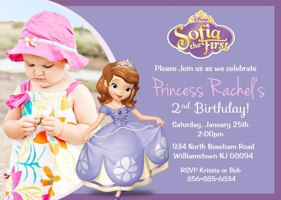 Princess Sofia Birthday Invitations
 Items similar to Sofia the First Birthday Party Invitation