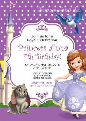 Princess Sofia Birthday Invitations
 Sofia the First Invitation Princess Sofia Birthday Party