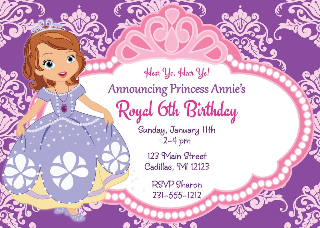 Princess Sofia Birthday Invitations
 Princess Sofia Personalized Princess Party Birthday
