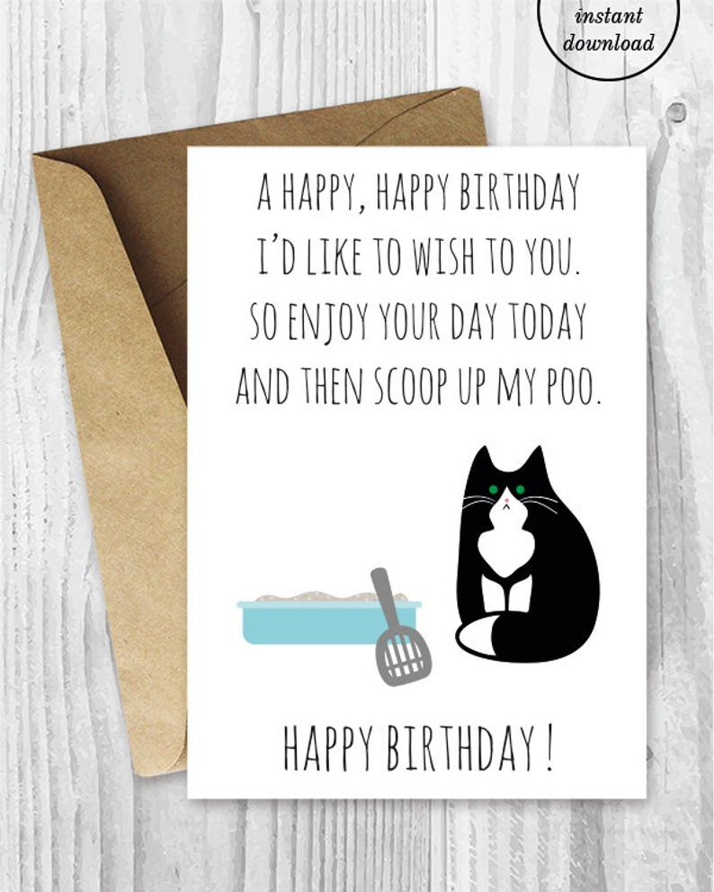 Printable Birthday Cards Funny
 Printable Funny Birthday Cards Black and White Cat Cards