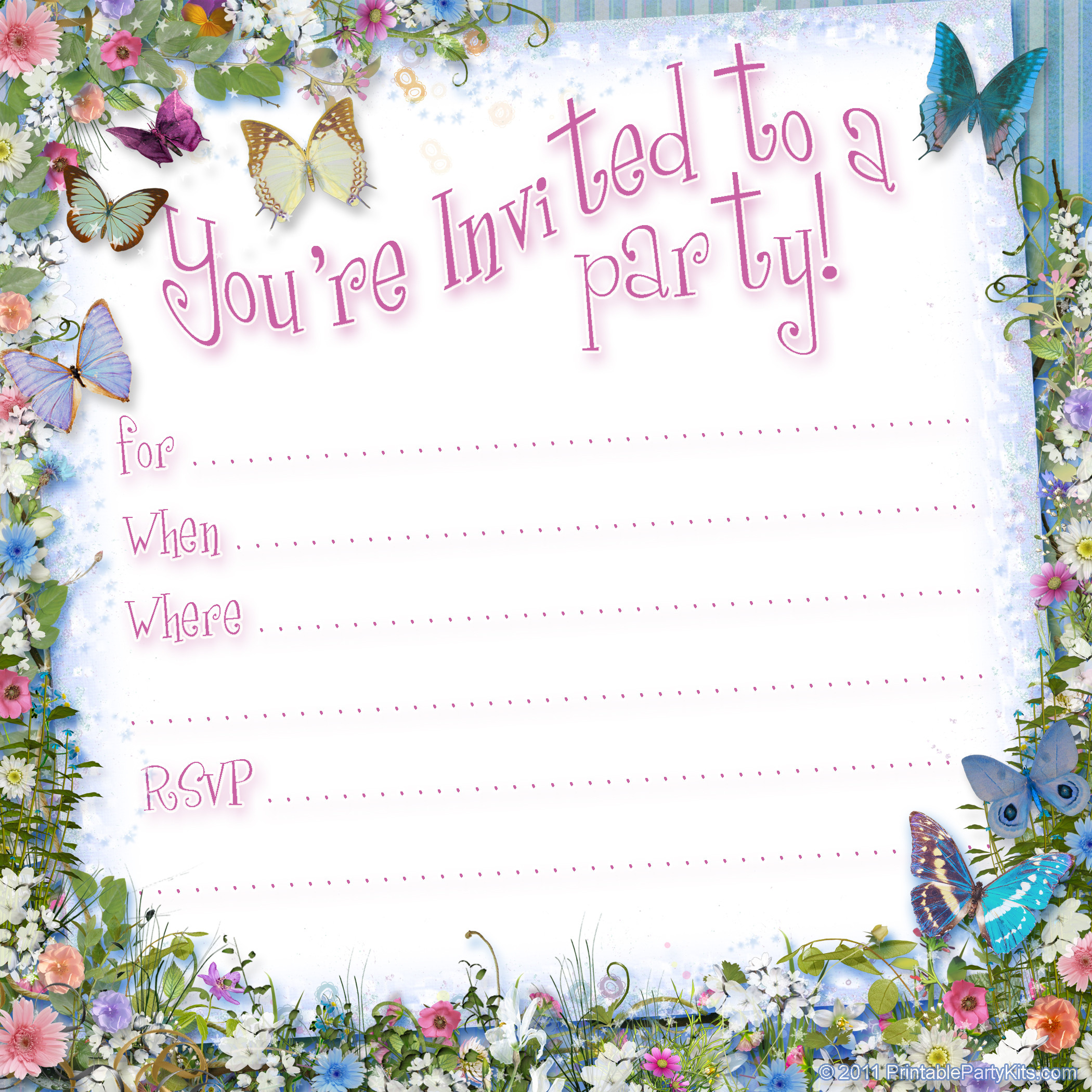 Printable Birthday Invitation
 Free Printable Girls Birthday Invitations – FREE Printable